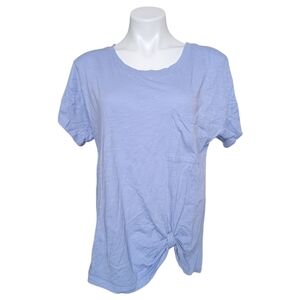 Lou & Grey Womens Medium Blue Twist Knot Short Sleeve T-shirt
